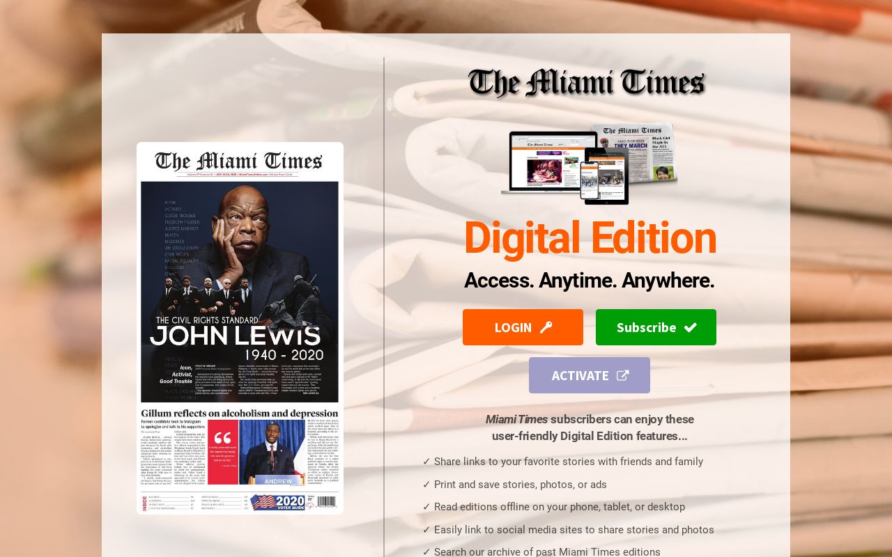 Miami Times E-Edition Landing Page